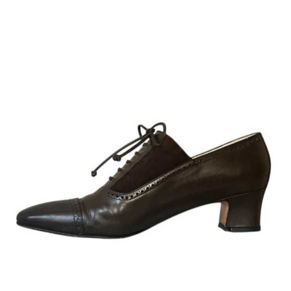 Salvatore Ferragamo Dark Brown Lace Up Leather Cap Toe Oxford Shoes Size 8AA - Picture 3 of 8